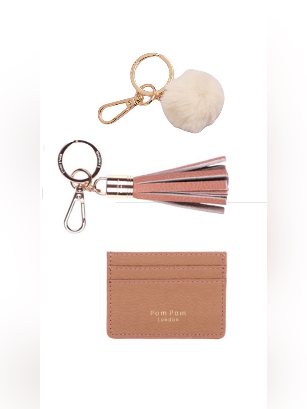 Pom Pom London 3 Accessories- Card Holder, Tassel Keychain, Pom Pom Keychain